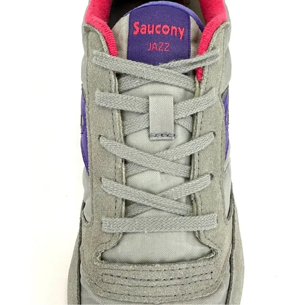 Saucony Jazz Original Big Kids Athletic Shoe/Sneaker Size 4.5 Gray Purple Suede